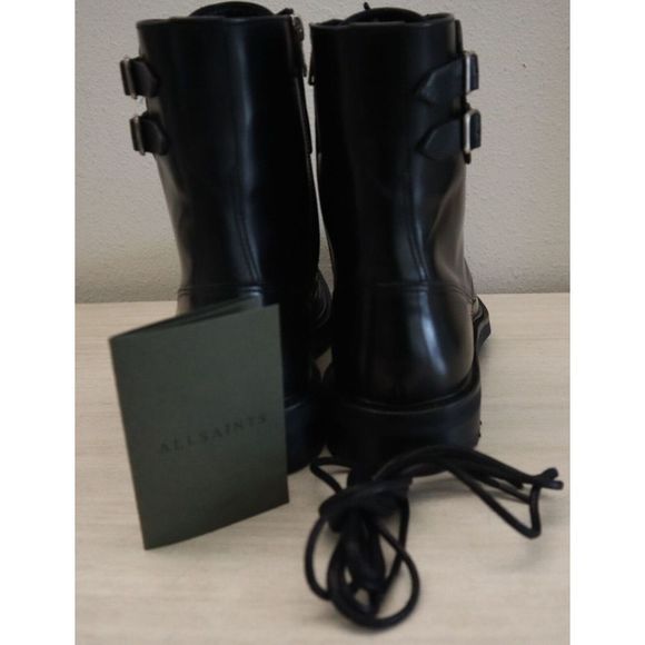 AllSaints 34ZM0117 Men's Sz 11M Black Beckworth Leather Combat Boots $380 - Picture 4 of 12